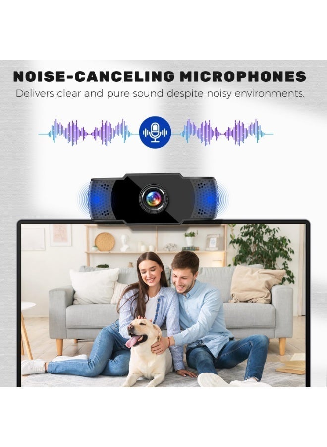 BOAE Web Cameras for Computers, 1080P USB Webcam with Microphone for PC/Laptop/Desktop/Video Calling/Conferencing Full HD 1080p Noise Reduction Digital Mic - Black - Image 4